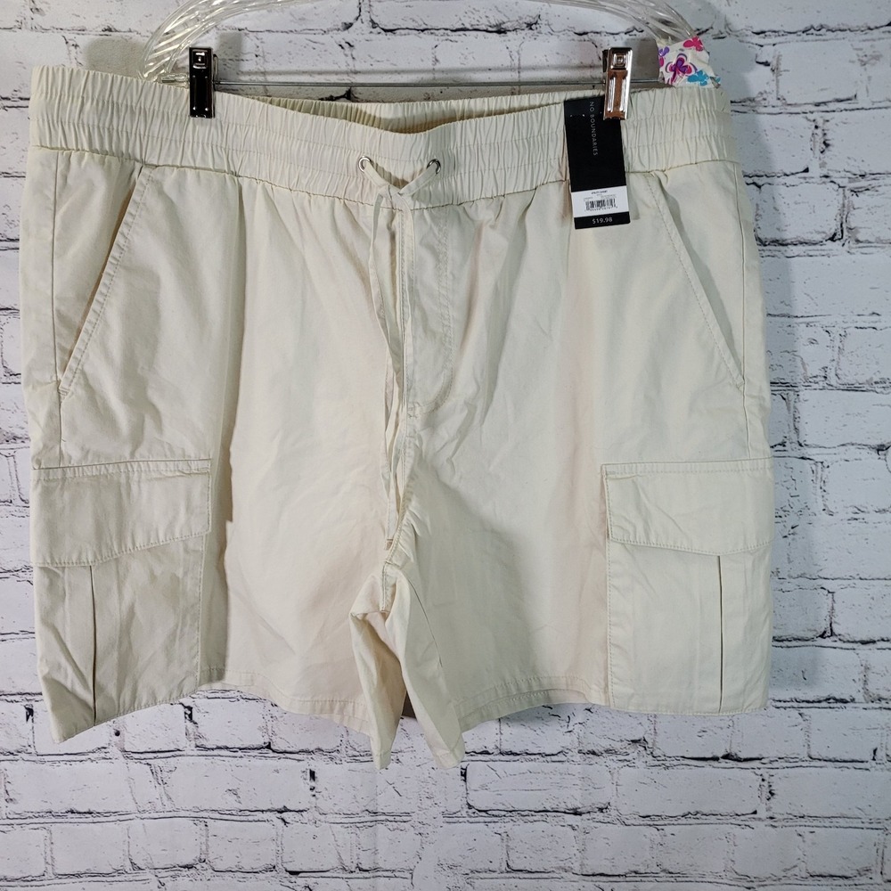 No Boundaries Cargo Shorts Drawstring XL (40-42) Beige New With Tags